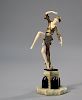 Bronze and ivory figure signed F. Preiss inscribed signature, 14.5" high, age unknown