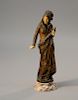 A. Carrier-Belleuse (Fr. 1824-1887) "The Spinner" bronze & ivory figure