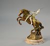 Celestin Anatole Calmels (Fr. 1822-1906) bronze & ivory figure of Diana atop a rearing horse