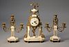 French 19th C. bronze and marble three piece clock set