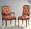 Set of eight Louis XV style dining chairs