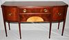 NEW YORK HEPPLEWHITE STYLE MAHOGANY SIDEBOARD WITH SATINWOOD INLAY, C. 1920, H 37", L 68", D 24"    