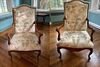 SHERRILL 'POLLY' MAHOGANY CARVED ARM CHAIRS PAIR 