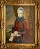FRENCH SECOND EMPIRE OIL ON CANVAS, 19TH C. H 32", W 25", PORTRAIT OF A FEMALE MUSICIAN 