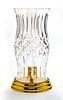 WATERFORD CRYSTAL AND BRASS HURRICANE CANDLESTICK.  H 12.75" DIA 6.5" 
