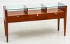 GLASS TOP CONSOLE TABLE H 28.75" L 54" D 16" 