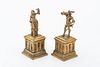 ANTONIN MOINE (FRENCH, 1796-1849) BRONZE STATUETTES, PAIR, H 8", W 3", MEDIEVAL FIGURES 