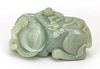 CHINESE CARVED JADE ELEPHANT, H 2.25", L 5" 