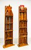 WOODEN SCULL ROWBOAT CONVERTED INTO BOOK SHELVES, TWO PIECES, H 90", W 27", D 18" 