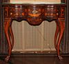 MARQUETRY INLAY MAHOGANY CONSOLE TABLE, H 29", W 30", D 19"