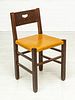 MISSION STYLE OAK & LEATHER SEAT CHAIR, H 28.5", W 16.5" 