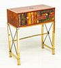 LEATHER CLAD BOOK FORM CONSOLE TABLE H 34" W 28" D 14" 
