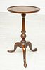QUEEN ANNE STYLE LEATHER TOP, MAHOGANY END TABLE H 21" DIA 12" 