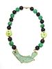 CHINESE JADE & HARD STONE NECKLACE, L 22.5", T.W. 294 GR 