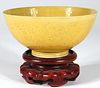CHINESE YELLOW GLAZED PORCELAIN BOWL, GUANGXU MARK AND PERIOD H 2.2" DIA 5" 