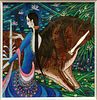WU JIAN (CHINA, 1959-2005), GOUACHE ON PAPER, H 19", W 19", "BROWN HORSE" 