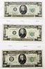 U.S. FED-RESERVE $20.PAPER CURRENCY NOTES, GOOD TO FAIR AS IS CONDITION, 1934-1950 (3), H 11", W 9" 