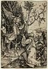 ALBRECHT DURER (GERMAN, 1471-1528), WOODCUT ON PAPER, H 11 3/4" W 8 1/8" "JOACHIM AND ANGEL FROM THE LIFE OF THE VIRGIN" 