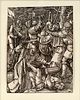 ALBRECHT DURER (GERMAN, 1471-1528), WOODCUT ON PAPER, H 5", W 3 7/8", "THE BETRAYAL OF CHRIST" 