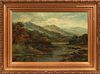 WILLIAM LANGLEY, UK 1852 - 22, OIL ON CANVAS, H 21", L 30", MOUNTAINSCAPE 