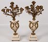 PAIR OF FRENCH BRONZE AND MARBLE CANDELABRA