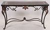 MARBLE TOP, WROUGHT IRON BASE CONSOLE - SIDE TABLE H 29" L 50" D 16" 
