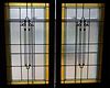 LEADED STAINED GLASS WINDOW PANES PAIR H 39" W 22" 