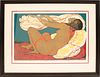 SALVATORE FIUME (ITALIAN, 1915–1997), SERIGRAPHS IN COLORS, ON WOVE PAPER, 3, H 9.5-25.5" W 13-22" RECLINING NUDE; UNTITLED ABSTRACT; THREE NUDES 