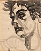 LESTER JOHNSON (AMERICAN, 1919–2010) INK ON PAPER, 1953 H 16" W 13.25" UNTITLED, WOMANS HEAD 