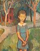 ANTON VORAUER   (AUSTRA, 1905-85) OIL ON BOARD H 21" W 17" YOUNG GIRL IN THE PARK 