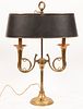 BOUILLOTTE BRASS HORN FORM LAMP, H 23", W 17" 