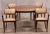 KURT OSTERVIG FOR BRANDE MOBELINDUSTRI DANISH MID-CENTURY MODERN DINING TABLE AND CHAIRS, H 29", DIA 47" (TABLE) 