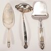 GEORG JENSEN STERLING "ACORN" PASTRY SERVER, LADLE AND CHEESE SHAVER 3 PCS. 
