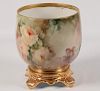 12" FRENCH FLORAL PAINTED LIMOGES JARDINIERE