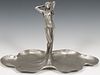 ACHILLE GAMBA (ITALY, 20TH C), ART NOUVEAU STYLE PEWTER COMPOTE, H 9", W 14"