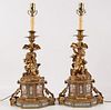 PAIR OF FRENCH GILT BRONZE AND SEVRES CANDLESTICKS