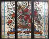 LEADED STAINED GLASS THREE PANEL WINDOW PANE H 48" W 60" 