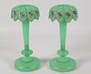 PAIR OF GREEN BOHEMIAN GLASS PRISM LUSTERS