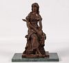 FRENCH BRONZE FIGURE OF SEATED GIRL HOLDING LUTE