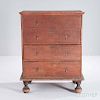 Red-stained Poplar Chest over Drawers