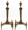BRONZE FEDERAL STYLE ANDIRONS C. 1900 PAIR H 26" 