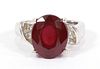 STERLING SILVER RING WITH LARGE OVAL RED STONE 