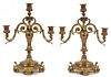 FRENCH BRONZE CANDLEABRAS 19TH.C. PAIR H 14" W 9" 