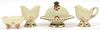 CUSTARD GLASS HOBNAIL BUTTER DISH,  CREAMER AND SUGAR, ALSO ANOTHER C 1870, 4 PCS.  H 5" - 2.5" 