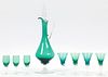 MURANO GLASS DECANTER WITH CORDIALS 8 PCS. H 3.75",4.25", &15" 