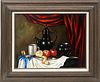 SIGNED FERDINAND, OIL ON CANVAS, 20TH C., H 16", W 20", STILL LIFE OF FRUIT & COFFEE POT 