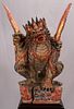 BALINESE CARVED WOOD  POLYCHROMED CARVED WOOD FIGURE OF A WINGED TEMPLE GUARDIAN H 32", W 24", D 13"
