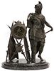 L. MARTI ET CIE,  FRENCH SPELTER & MARBLE MANTEL CLOCK, H 28", W 20", ROMAN GENERAL 