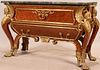 AFTER ANDRE-CHARLES BOULLE LOUIS XV STYLE MARQUETRY AND GILT BRONZE COMMODE 20TH C. H 35" L 54" D 24" 