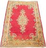 KERMAN PERSIAN WOOL RUG H 4'9" W 3'1" ROSE COLOR GROUND WITH FLORAL DESIGNS 